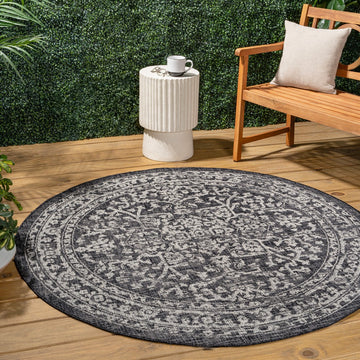 Malta Bohemian Medallion Textured Weave Indoor/outdoor Round Rug